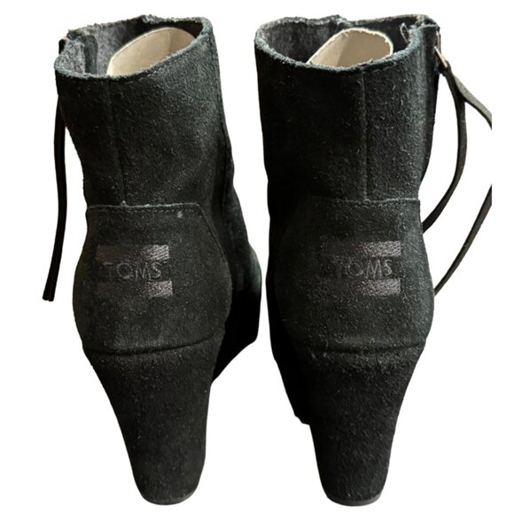 Toms Desert Wedge High Black Suede Size 9 - Picture 6 of 10